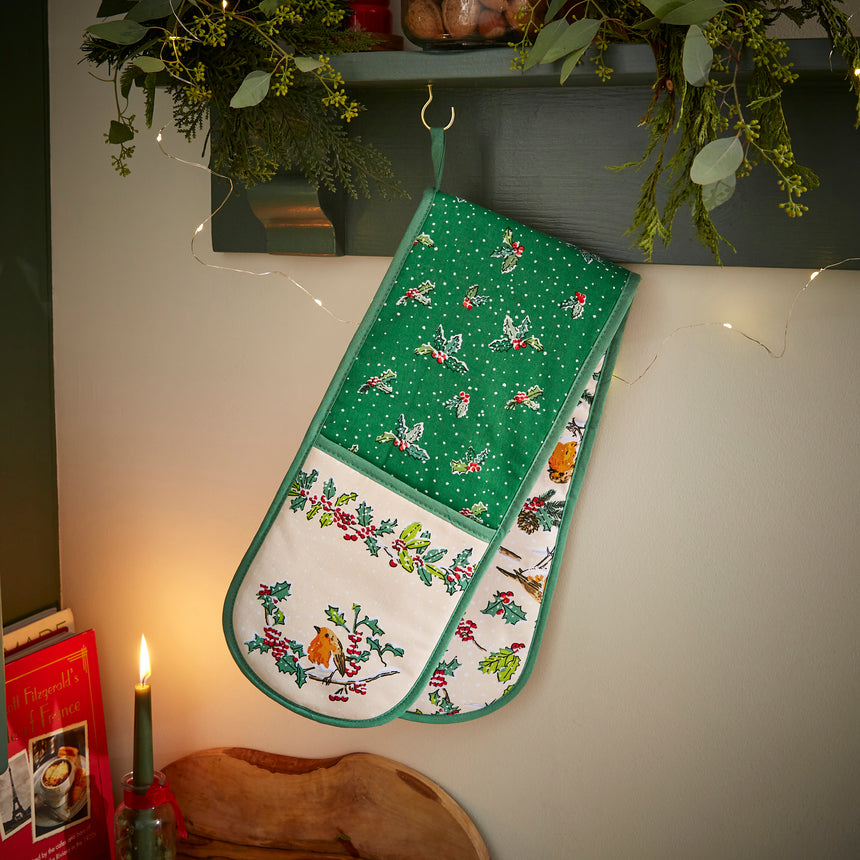 Ulster Weavers Christmas Robins Double Oven Glove