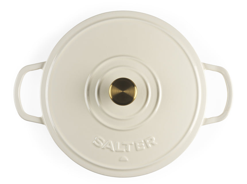 Salter Chester 30cm Shallow Cast Iron Casserole Pot – Cream