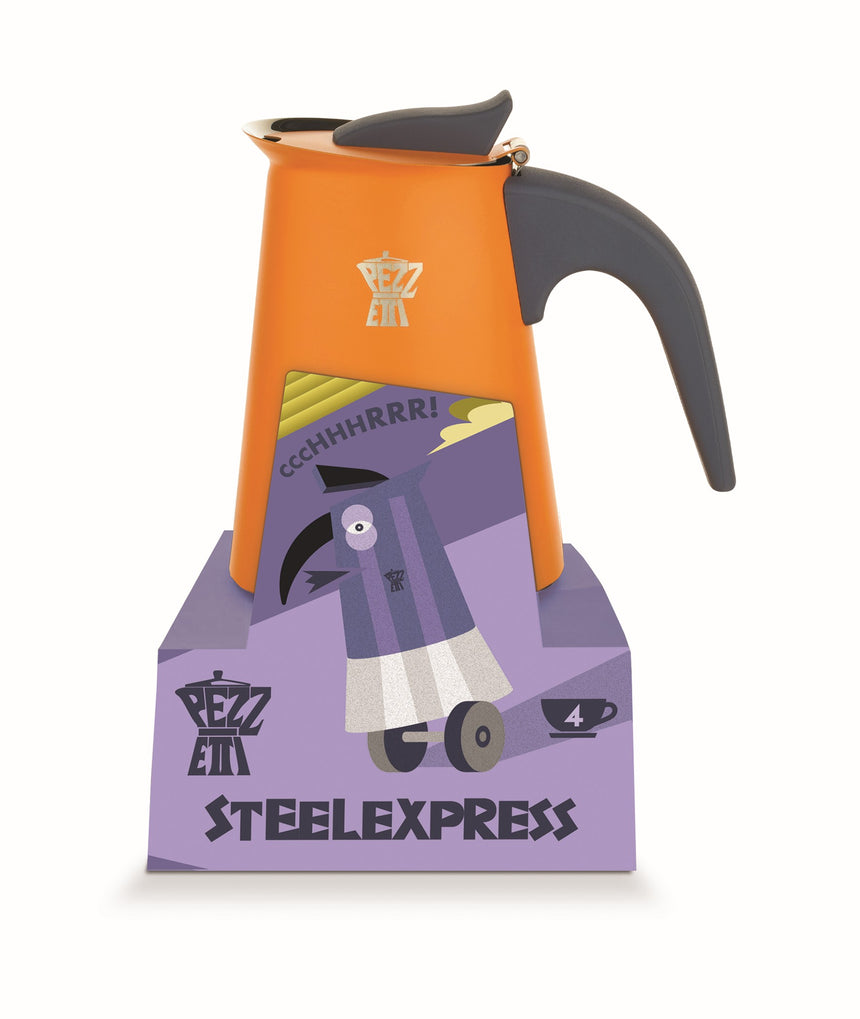 Pezzetti Steelexpress Orange Flame S/Steel Coffee Maker 4C
