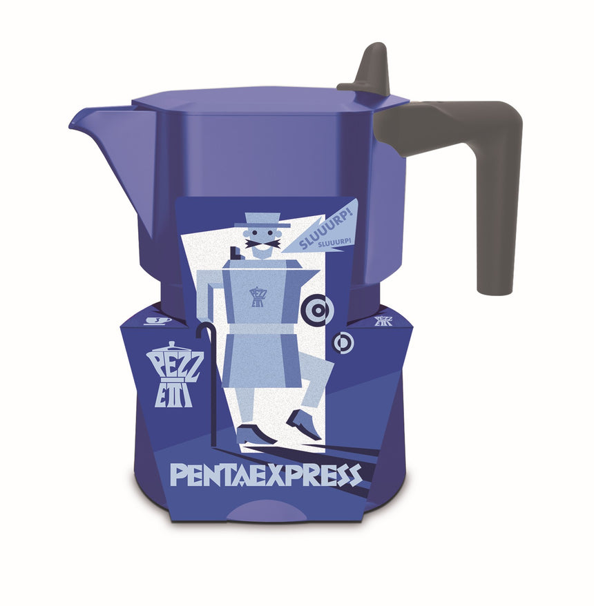 Pezzetti Pentaexpress Torpedo Blue Aluminium Coffee Maker 3C