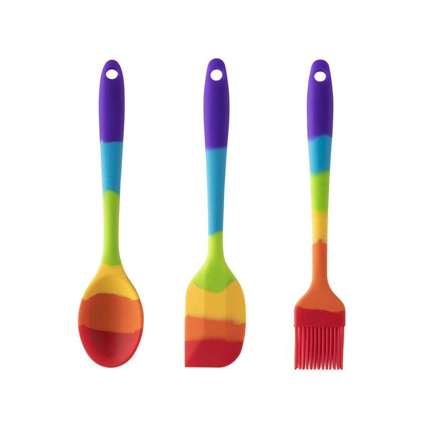 Taylors Rainbow Silicone 3pc set Mini Spoon, Spatula & Brush