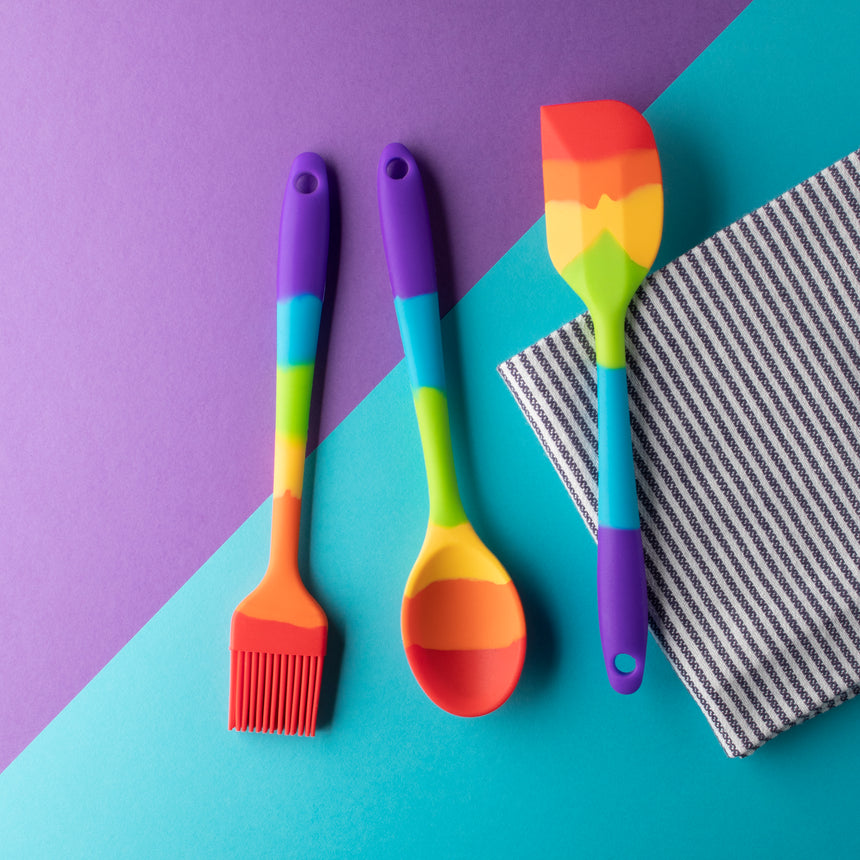 Taylors Rainbow Silicone 3pc set Mini Spoon, Spatula & Brush