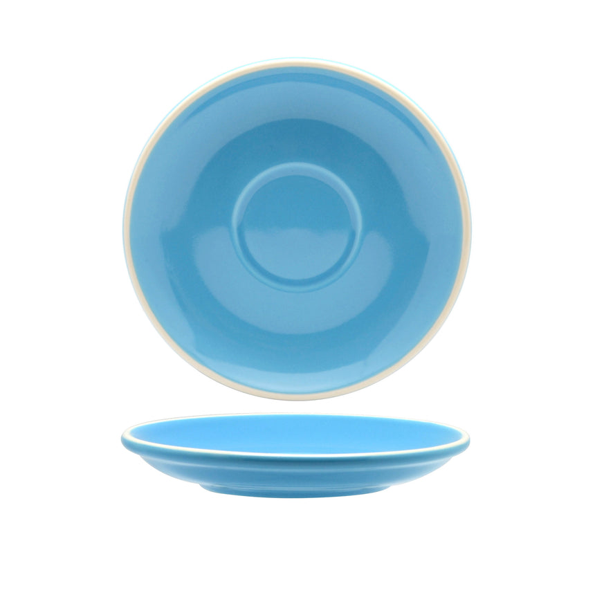 Rockingham Sky Blue Long Black / Flat White Saucer 14cm Box6