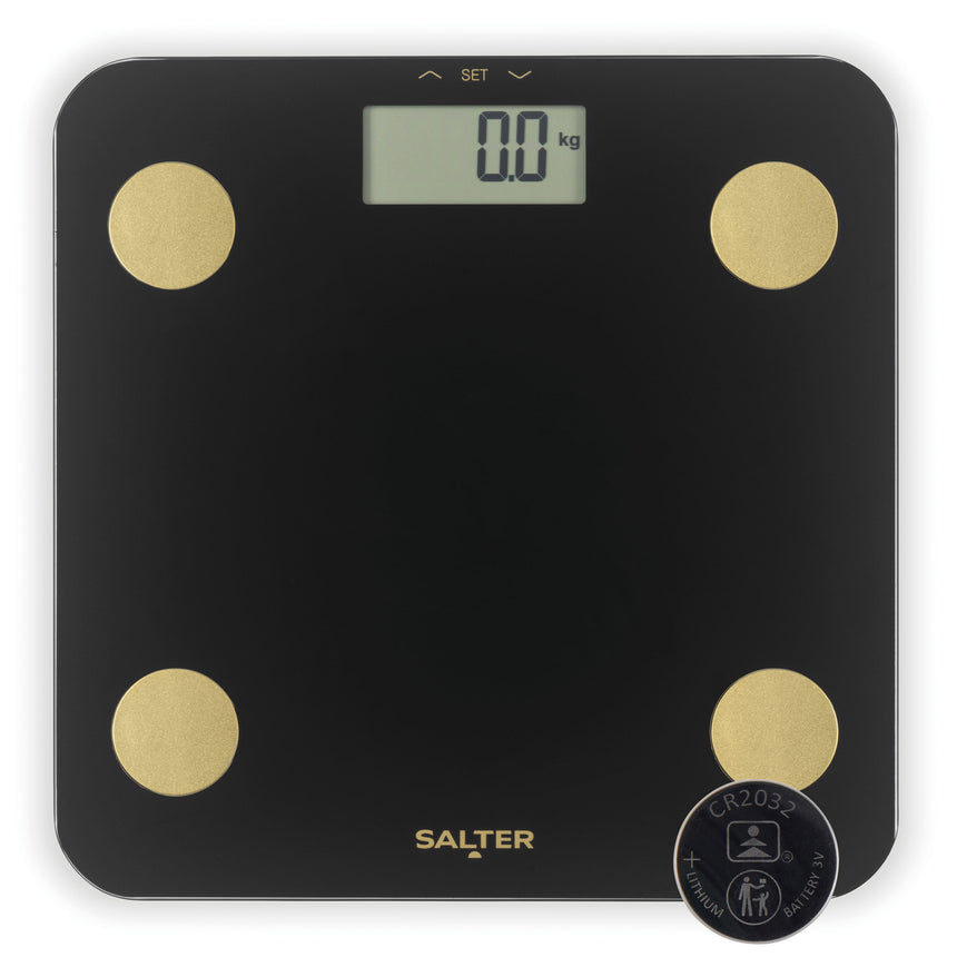 Salter Black / Gold Glass Analyser Personal Scale SA00714BGC