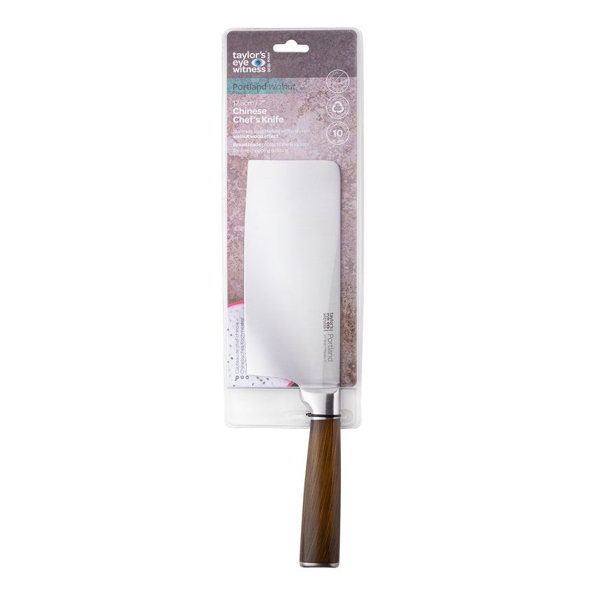 Taylors Portland Walnut 17.5cm Chinese Chef's Knife