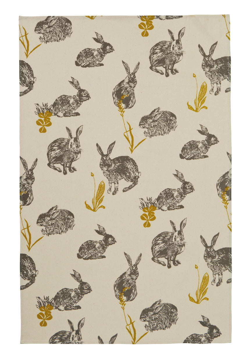 Ulster Weavers Block Print Rabbits Cotton Tea Towel